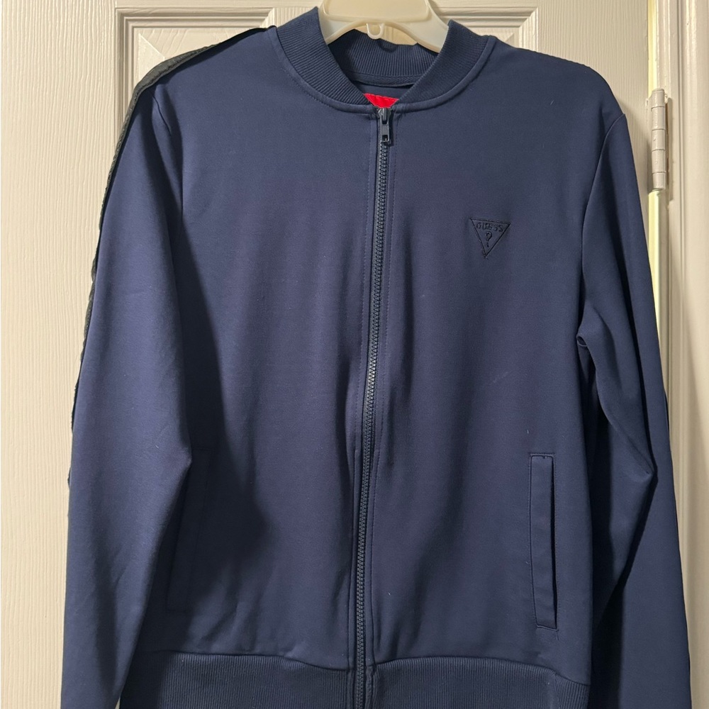 Dark navy guess zip up sweater